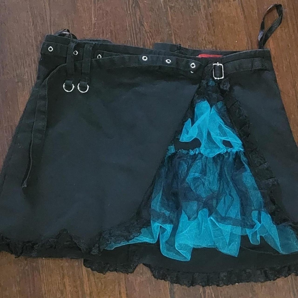Tripp NYC Black Mini Skirt with Teal Accents